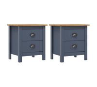 BEAU Lot de 2 Tables de chevet Hill - Armoire de Nuit chambre - Gris 46x35x49 5 cm Bois de pin mode301043