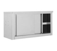 BEAU Stockage des aliments - Gris - Armoire de cuisine Inox - avec portes coulissantes - 90x40x50 cm[22311]