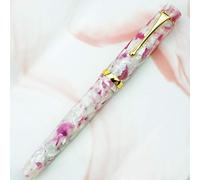 Beau stylo plume en résine acrylique à pointe extra fine, bordure dorée, couleur marbre Sakura rose avec étui pour stylo