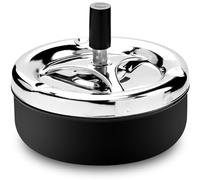 BEAUGIREW Cendrier poussoir avec plateau rotatif en métal - Cendrier moderne d'extérieur avec couvercle coupe-vent - Grand format de 13 cm - Pour la maison, le bureau, l'intérieur ou l'extérieur