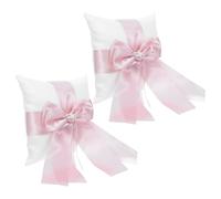 Beaupretty 2 Pièces Coussin D'alliances Élégant pour Cérémonie de Mariage avec Ruban Rose, Design Romantique, Manipulation Confortable et Maintien Sécurisé des Bagues