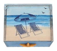 Beaupretty Boîte à Allumettes Vintage en Bois Médium Bleu Marine, Rangement Décoratif Multifonction pour Souvenirs et Bijoux, Organisateur Pratique Style Méditerranéen, Accessoire