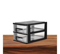 Beaupretty Boîte de Rangement en Plastique à 2 Tiroirs Noire, Organisateur Multifonction en Pp pour Bureau et Salle à Manger, Design Simple et Élégant pour Garder Ordre