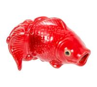 Beaupretty Buse de Fontaine en Céramique Rouge de Carpe pour Décoration Extérieure de Jardin, Arroseur à Jet d'eau Réaliste, Résistant Bassin