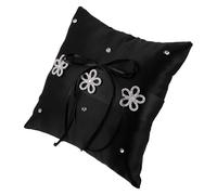 Beaupretty Coussin Porte-alliances Noir en Tissu Élégant Style Vintage Français, Accessoire Portable pour Cérémonie de Mariage en Intérieur, Coussin de Présentation de Bague