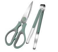 Beaupretty Ensemble Ciseaux et Pinces pour Barbecue en Acier Inoxydable 20cr13 Poignée Antidérapante en Abs Vert, Multifonction pour Dîner à Domicile et Barbecue
