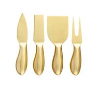 Beaupretty Kit de Coupe-fromage Couteaux Semi-cœur et Rectangle en Acier Inoxydable Or 4 Pièces Fourchette Prong pour, Facile à Laver Cuisine ou Réception