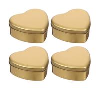 Beaupretty Lot de 4 Boîtes à Bonbons en Fer-blanc Forme Cœur, Grosse Taille, Couleur Dorée, Boîte Présent Étanche Multifonction pour Rangement de Chocolats, Biscuits et Objets Décoratifs,