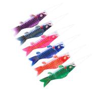 Beaupretty Lot de 6 Drapeaux de Carpe Japonerie 40 Cm, Décoration Extérieure Résistante aux Intempéries, Coloris Noir, Rouge, Fuchsia, Vert, Bleu et Violet, Bannière Festive pour Jardin,