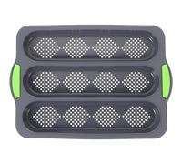 Beaupretty Moule à Multifonction Antiadhésif en Silicone Trois Compartiments Perforés pour Professionnelle de Pains et Hot-dogs Originale