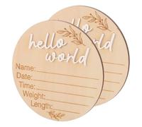 Beaupretty Panneau du Nom de Bébé en Bois Marron, 2pcs, Forme Circulaire Décorative et Mignonne pour Annoncer la Naissance et Décorer Fêtes ou Photos