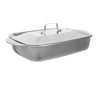 Beaupretty Plat à Four Profond Rectangulaire en Acier Inoxydable Argenté, Rôtissoire Polyvalente pour Cuisson et Grillades, Structure Profonde Usage Domestique et Professionnel