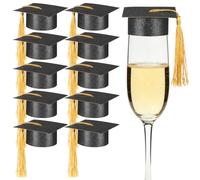 Beaupretty Set de 10 Décorations de Remise de Diplôme Mini Chapeau de Sorcière en Papier Noir, Surface Lisse et Texture Agréable, pour Fête de Graduation