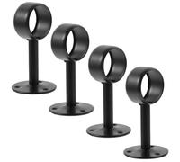 Beaupretty Supports de Tringle à Rideaux et Faciles à Installer Noirs en Acier Inoxydable Lot de 4 Ronds Polyvalents et Robustes pour Plafond ou Mur