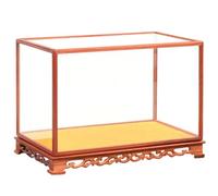 Beaupretty Vitrine Transparente en Verre et Bois pour Statues de Bouddha et Objets Anciens, Boîte de Rangement Rectangulaire Facile à Nettoyer pour Table ou Cabinet