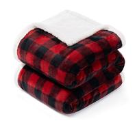 BEAUTEX Couverture en Molleton Sherpa, Super Douce et Chaude, légère et Confortable, pour canapé, Sofa et lit (Rouge, 127 x 152,4 cm)