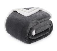 BEAUTEX Couvertures en Molleton Sherpa, Couverture et jeté en Flanelle Douce, Moelleuse et Douillette, pour canapé, lit, Sofa pour Adultes (127 x 152,4 cm, Gris)