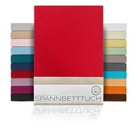 BEAUTEX Drap Housse Draps en Coton peigné, Jersey Premium 160g/m², Taille et Couleur au Choix, Boxspring - 160x200x45 cm, Rouge