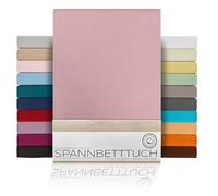 BEAUTEX Drap-housse en coton, tissu jersey de qualité supérieure 160 g/m², taille et couleur au choix (sommier tapissier - 180 x 200 x 45 cm, vieux rose)