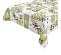BEAUTEX Nappe de table en toile cirée Olive Nappe de jardin lisse et essuyable Forme ronde, ovale ou rectangulaire Taille au choix, PVC, Olive lisse., Eckig 140x180 cm