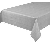 BEAUTEX Nappe en toile cirée - Lavable - Rectangulaire, ronde ou ovale - Motif et taille au choix - motif : Lin gris, rectangulaire 140 x 160 cm