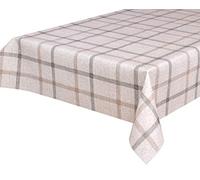 BEAUTEX Nappe en toile cirée - Lavable - Rectangulaire, ronde ou ovale - Motif et taille au choix - motif : Lin beige à carreaux - rectangulaire - 140 x 180 cm