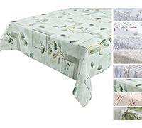 BEAUTEX - Nappe en toile cirée - Lavable - Ronde, ovale ou rectangulaire - Motif et taille au choix - Eucalyptus - Rectangulaire - 140 x 180 cm