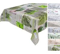 BEAUTEX - Nappe en toile cirée - Lavable - Ronde, ovale ou rectangulaire - Motif et taille au choix - Herbes - Rectangulaire - 140 x 180 cm