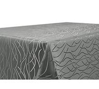 BEAUTEX Nappe Rayures damassées - Linge de Table résistant aux Taches et Facile d'entretien - Nappe, Rectangulaire 130x160 cm, Gris