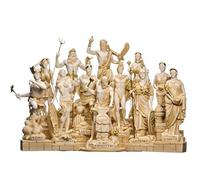 BeautifulGreekStatues Lot de 12 dieux olympiens du Mont Olympe en albâtre doré avec base