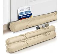 Beautissu 2X Boudin Bas de Porte 120cm Isolant Anti Froid & Anti Bruit | 120x10cm crème de fenêtre avec passant de jardin bloqueur courant d'air calfeutrage Viento