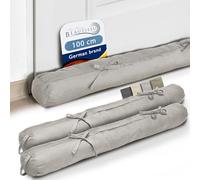 Beautissu 2X Boudin Bas de Porte Isolant Anti Froid & Anti Bruit Jardin | 100cm 100x10cm gris clair de fenêtre de Passant bloqueur courant d'air isolation Viento