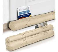 Beautissu 2X Boudin Bas de Porte Isolant Anti Froid & Anti Bruit Jardin | 90cm 90x10cm crème de fenêtre de Passant bloqueur courant d'air isolation Viento