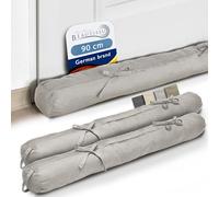 Beautissu 2X Boudin Bas de Porte Isolant Anti Froid & Anti Bruit Jardin | 90cm 90x10cm gris clair de fenêtre de Passant arrête courant d'air isolation Viento