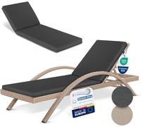 Beautissu 2x Coussin Bain de Soleil 190x60 Imperméable Matelas Transat - Résistant Intempéries Séchage Rapide Lavable - Anthracite