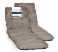 Beautissu 2X Coussin Bain de Soleil Chaise Longue Matelas transat extérieur | 190x60cm 8cm épais taupe confortable pour jardin terrasse balcon mobilier Flair RL