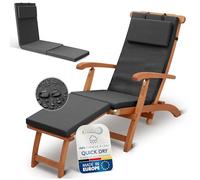 Beautissu 2X Coussin Chaise Longue transat Bain de Soleil imperméable | 175x45cm anthracite 100% séchage rapide matelas avec housse amovible DC-QD rembourrage extérieur Deckchair