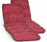 Beautissu 2X Coussin pour chaise longue Deckchair Flair RL, 190x60x8 cm, rouge
