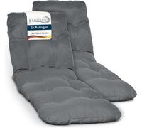 Beautissu 2X Matelas pour chaise longue Deckchair Flair RL, 190x60x8 cm, gris graphite