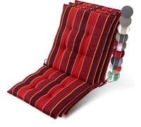 Beautissu 3X Coussin Chaise Jardin Dossier Bas Fauteuil avec Sangles | 100x50cm rouge rayé 8cm épaisseur tissu robuste antidérapant résistance aux UV premium Fixation galette extérieur Sun-NL