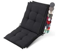Beautissu 3X Premium Coussin Chaise Jardin Dossier Bas 100x50 cm Sun-NL - 8 cm Épaisseur Tissu Robuste Antidérapant & Résistance aux UV - Coussin Fauteuil avec Sangles Fixation Anthracite