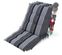 Beautissu 4X Premium Coussin Chaise Jardin Dossier Bas 100x50 cm Sun-NL - 8 cm Épaisseur Tissu Robuste Antidérapant & Résistance aux UV - Coussin Fauteuil avec Sangles Fixation Anthracite Rayé