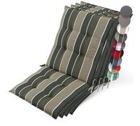 Beautissu 4X Premium Coussin Chaise Jardin Dossier Bas 100x50 cm Sun-NL - 8 cm Épaisseur Tissu Robuste Antidérapant & Résistance aux UV - Coussin Fauteuil avec Sangles Fixation Vert Rayé