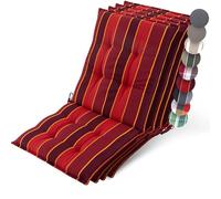 Lot de 4 coussins d'appui pour fauteuils bas Beautissu Sun-NL 100 x 50 x 8 cm, rayures rouges