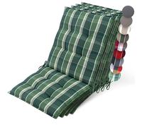 Lot de 4 coussins d'appui pour fauteuils bas Beautissu Sun-NL 100 x 50 x 8 cm, vert à carreaux