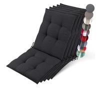 Beautissu 5X Premium Coussin Chaise Jardin Dossier Bas 100x50 cm Sun-NL - 8 cm Épaisseur Tissu Robuste Antidérapant & Résistance aux UV - Coussin Fauteuil avec Sangles Fixation Anthracite