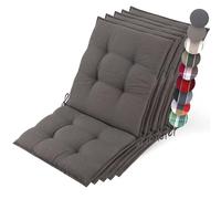 Beautissu 5X Premium Coussin Chaise Jardin Fauteuil Dossier Bas épaisseur | 100x50cm 8cm taupe tissu robuste antidérapant résistance aux UV Sangles Fixation set extérieur terrasse galette Sun-NL