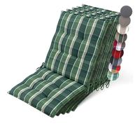 Beautissu 5X Premium Coussin Chaise Jardin Fauteuil Dossier Bas épaisseur | 100x50cm 8cm vert carré tissu robuste antidérapant résistance aux UV Sangles Fixation set extérieur terrasse galette Sun-NL