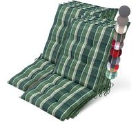 Beautissu 8X Premium Coussin Chaise Jardin Dossier Bas 100x50 cm Sun-NL - 8 cm Épaisseur Tissu Robuste Antidérapant & Résistance aux UV - Coussin Fauteuil avec Sangles Fixation Vert Carré