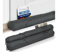 Beautissu Boudin Bas de Porte Isolant Anti Froid Anti Bruit avec Passant | 90cm 90x10cm 2x anthracite de fenetre de jardin arrête courant d'air d'entrée bloqueur isolation bloque Viento